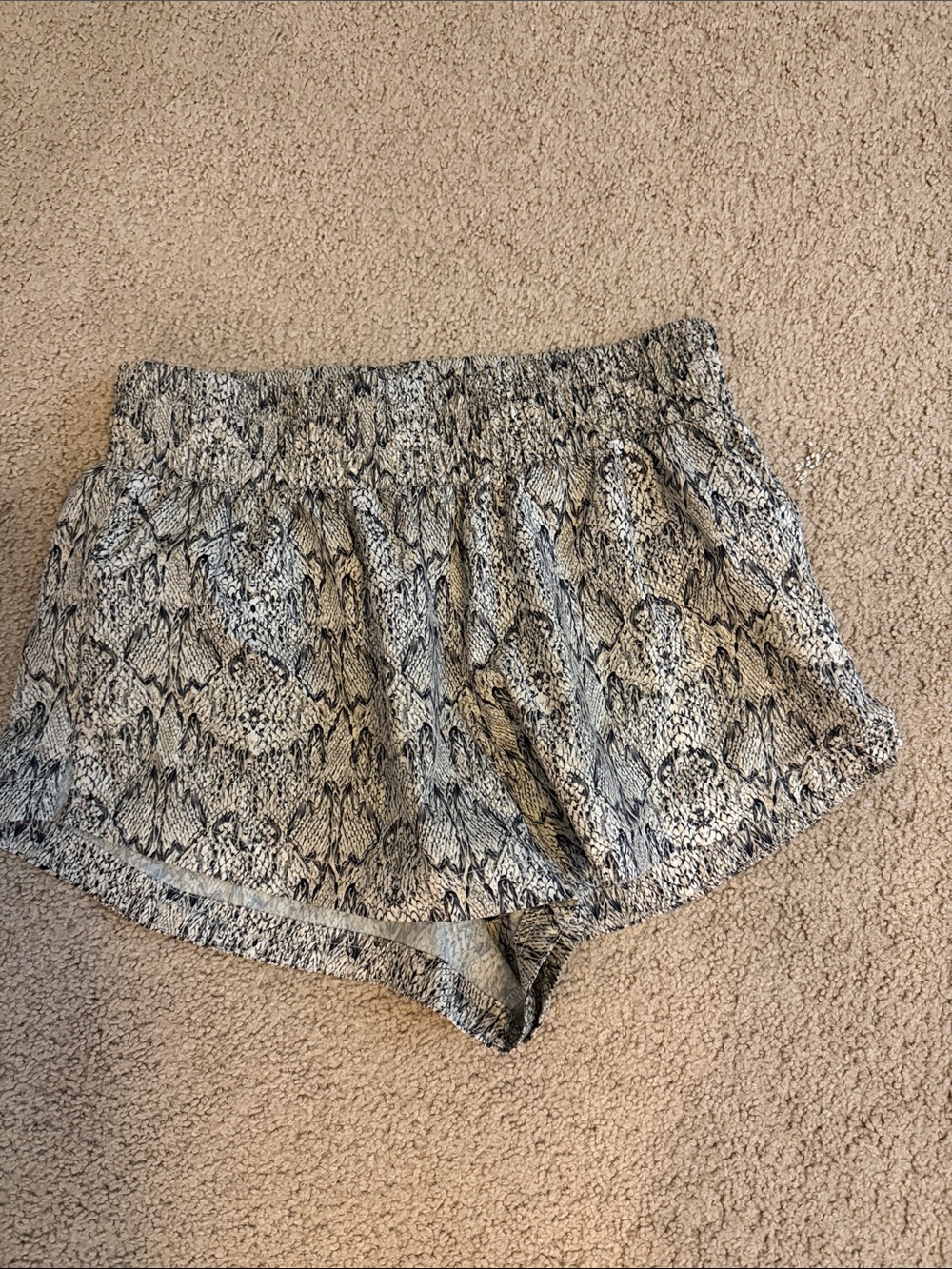 Varley Neutral Snake-Print Lined Shorts